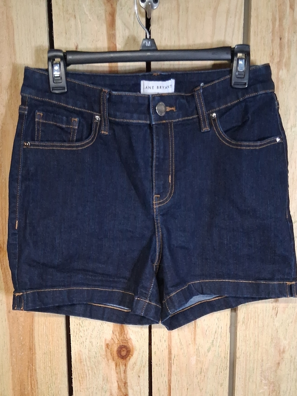 Lane Bryant Womens Mid-Rise Dark Blue Denim Shorts Size 12